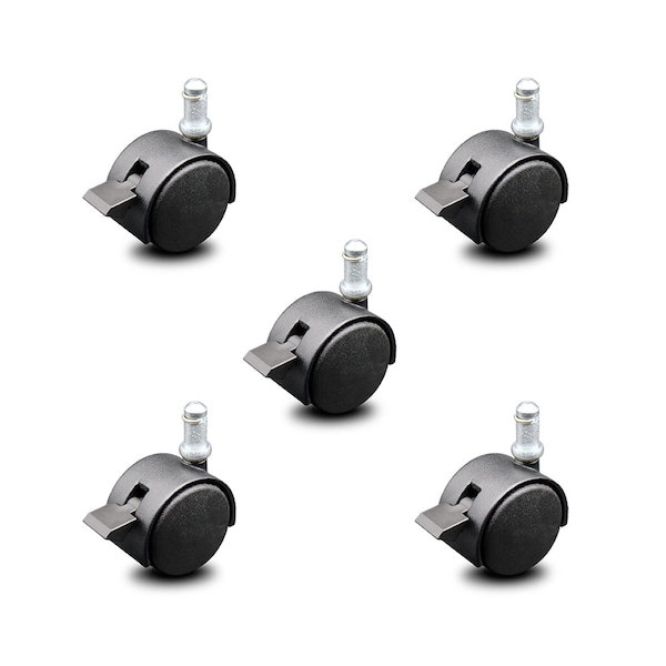 Service Caster 2 Inch Flat Black Hooded Nylon Wheel Grip Ring Chair Caster with Brake SCC, 5PK SCC-GR02S50D-NYS-FB-B-716X78-5 - main